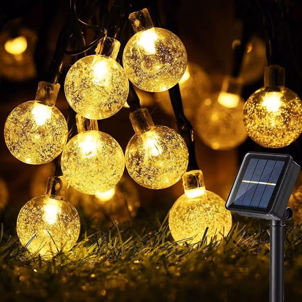 VOGREX Retro Solar LED Ball Light, Warm White, Transparent Glass Sphere with Dusk Sensor, IP65 Waterproof – 2