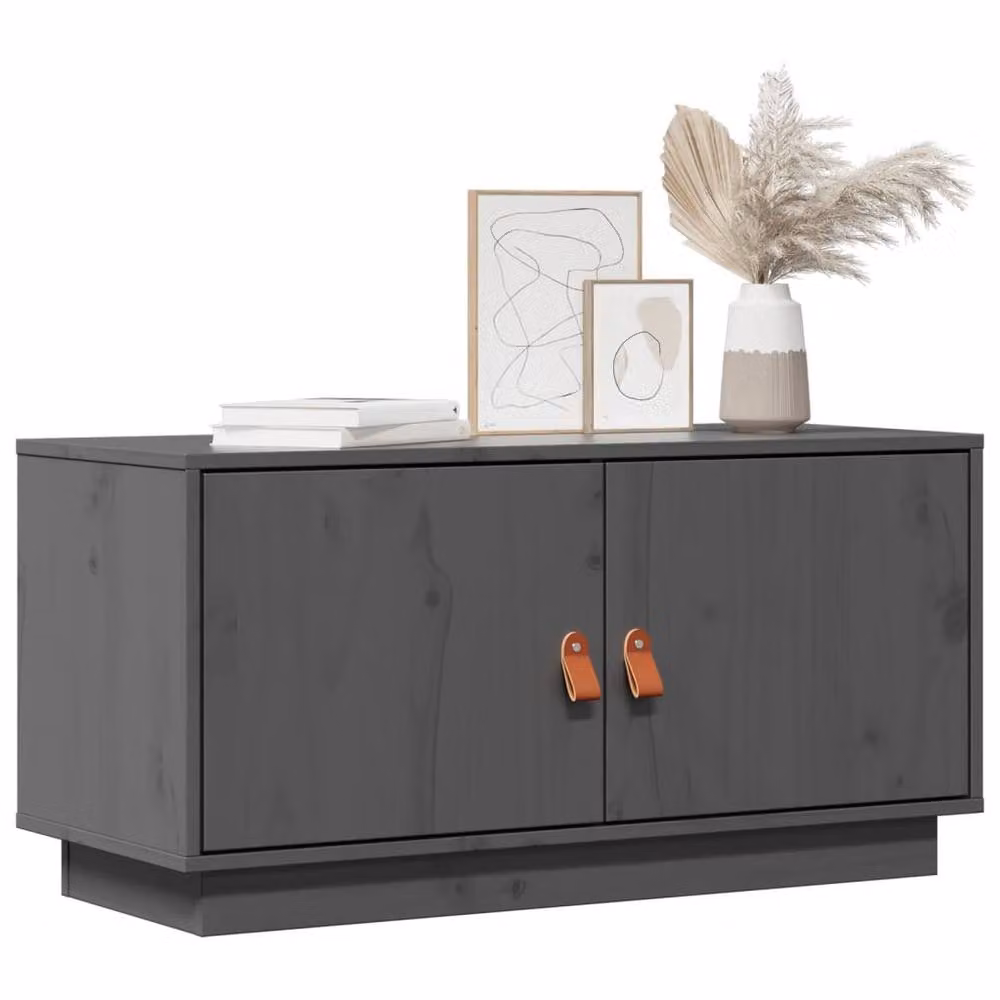 Berkfield Home Grey Rustic Solid Wood Pine TV Cabinet W/D/H: 80 x 34 x 40 cm – 3