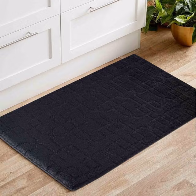 RugsbyDesire Black Ivy Cubed Trellis Design Anti Slip Washable Rectangular Doormat Runner, W: 60 cm, L: 110 cm