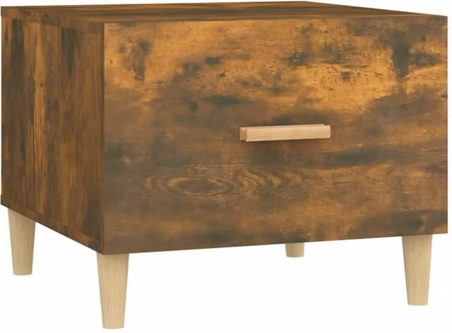 Berkfield Home Smoked Oak Coffee Table in Brown, W/D/H: 50 x 50 x 40 cm