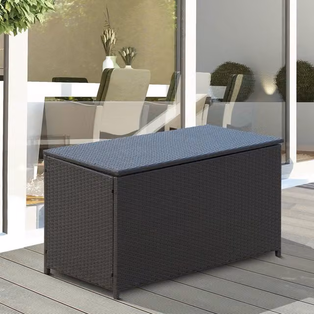 Outsunny Rattan Outdoor Wicker Storage Box in Dark Brown