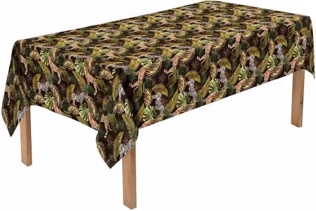 Luxury Living Safari Floral Tablecloth in Green and Multicolour, W: 150 cm, L: 215 cm