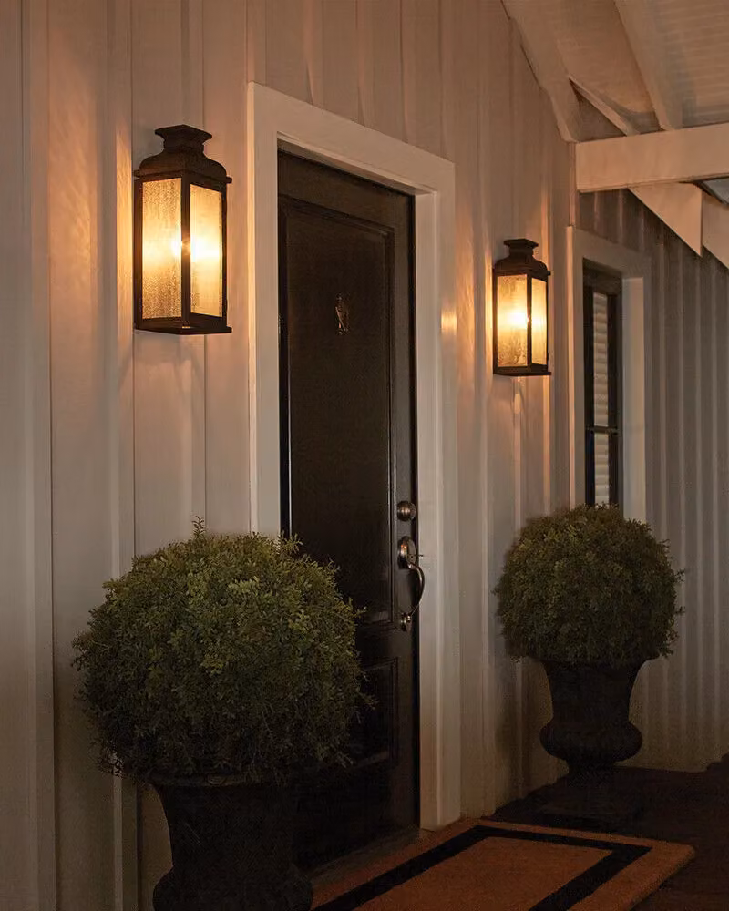 Loops Dark Aged Copper Outdoor IP44 Twin Wall Light with LED E14 60W Bulb – 2