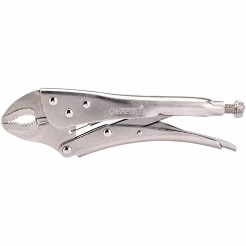 Draper 35369 Silver Curved Jaw Plier with Self Grip, 220mm
