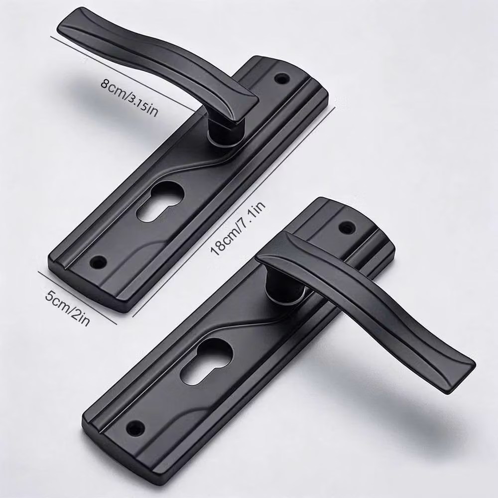 PAWNORA Matt Black Stainless Steel Lever Lock Set with Long Backplate, 2 Sets – 2