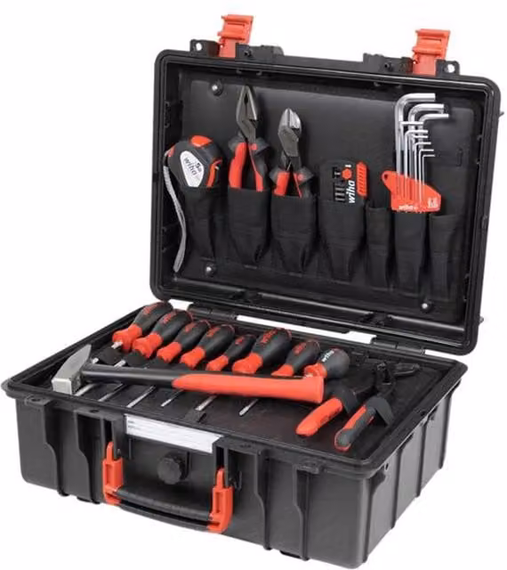 Wiha L Mechanic Basic 38 Piece Tool Set with Plastic Case in Red and Black