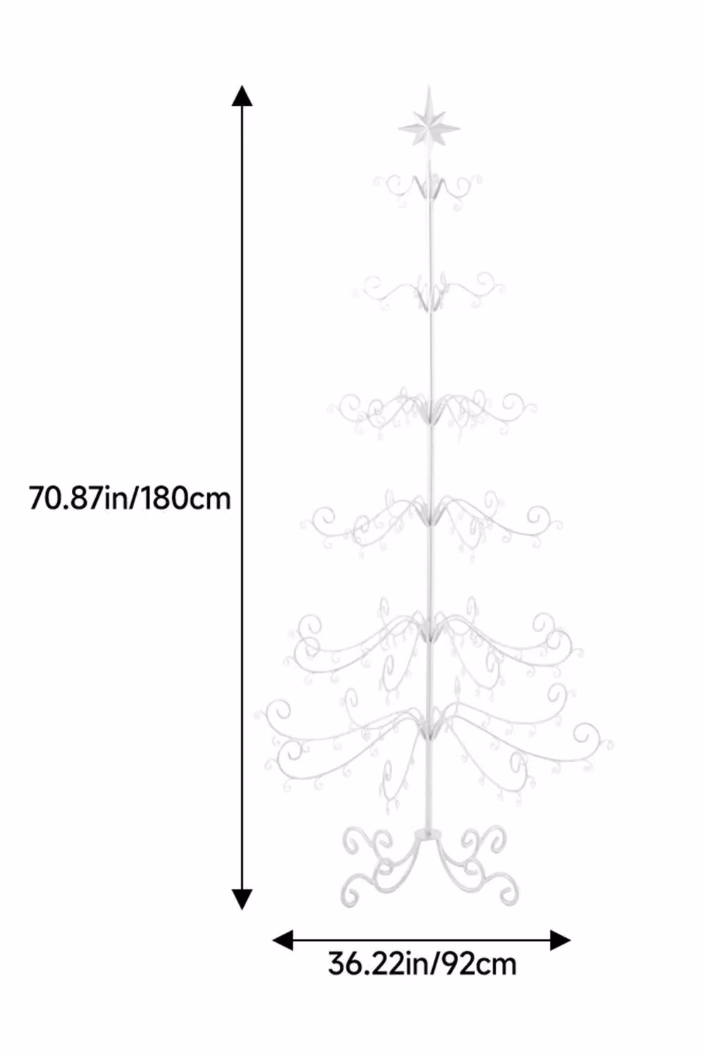Garden Sanctuary White Metal Christmas and Holiday Ornament Display Stand with Star Top, Height: 180 cm – 2