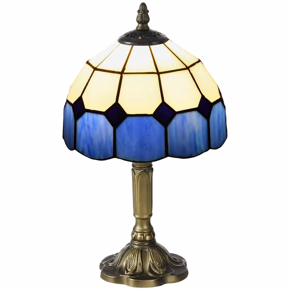 Wyld Haus Lonema Art Deco Glass Table Lamp in White and Blue – 2