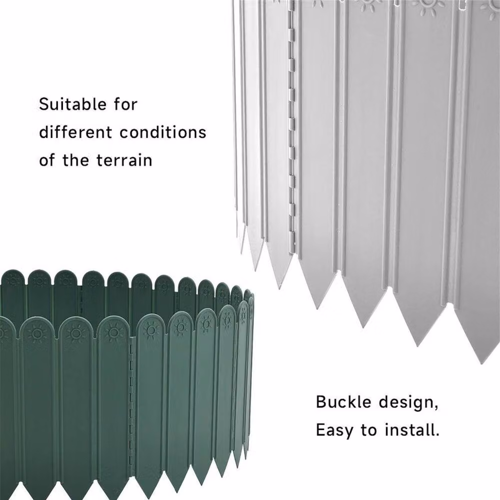 FLAVORA Green Garden Wall Border Edging Picket, 10 Pieces, W/D/H: 100 x 60 x 20 x 15 cm – 3