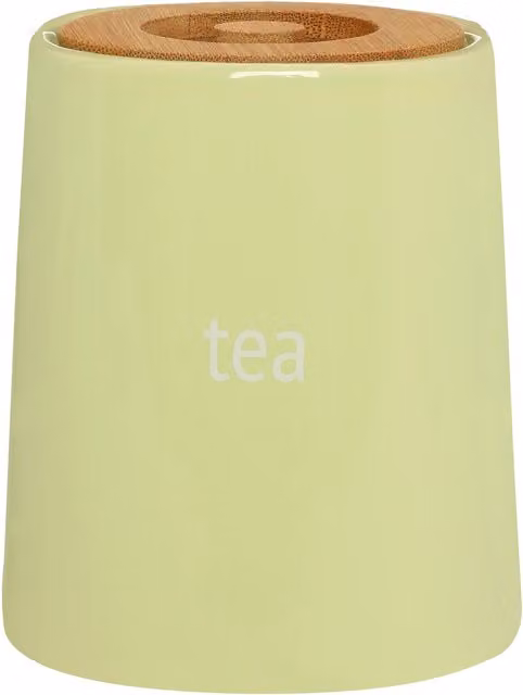 Orsina Green and White Ceramic Tea Canister with Bamboo Lid