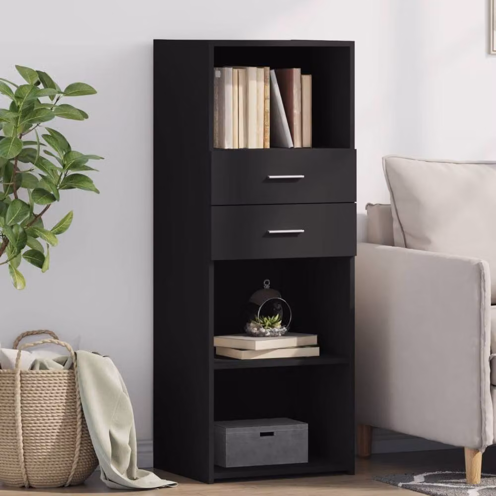 Berkfield Home Modern Black Matt Highboard in Engineered Wood W/D/H: 45 x 42.5 x 124 cm – 2