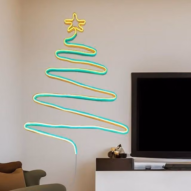 Livingandhome Neon Flex LED Strip Light with Remote Control and Power Adapter, White, IP65 Waterproof, Cuttable Silicone
