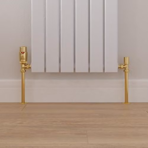 UK Radiators Stirling Bold Thermostatic Radiator Valve and Lockshield Installation Kit in Polished Brass – 2