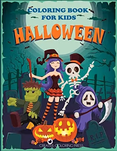 Dylanna Publishing Halloween Coloring Book for Kids with Witches, Ghosts, Pumpkins and Haunted House Designs, Multicolour
