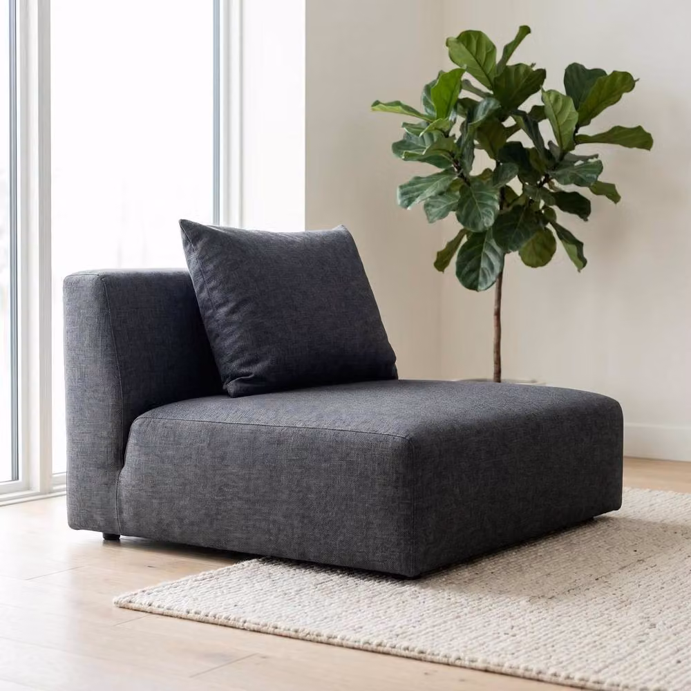 Abakus Direct Tokyo Single Seat Lounge Chair in Anthracite Grey Brushed Tweed Fabric – 4