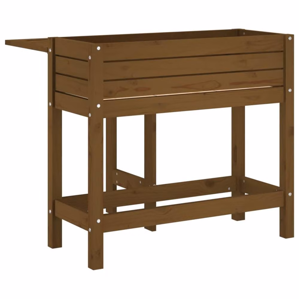 Berkfield Home Rustic Brown Solid Wood Pine Garden Planter with Folding Tabletop W/D/H: 84 x 75 x 73 cm – 6