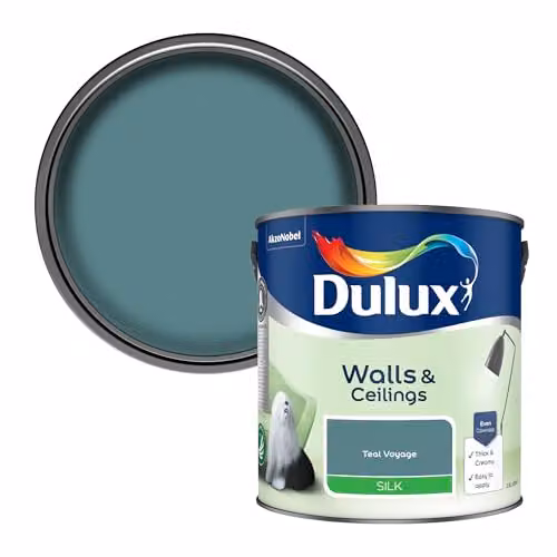Dulux Silk Emulsion Water Based Dispersion Paint in Petrol Blue, 2.5l – 2