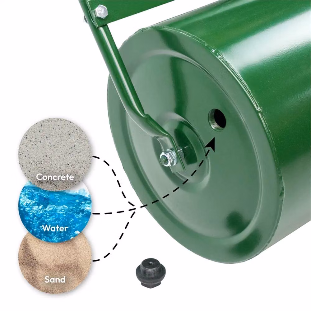 VOGREX Large Heavy Duty Garden Lawn Roller, 48L Green Barrel for Grass Seed and Sand – 3