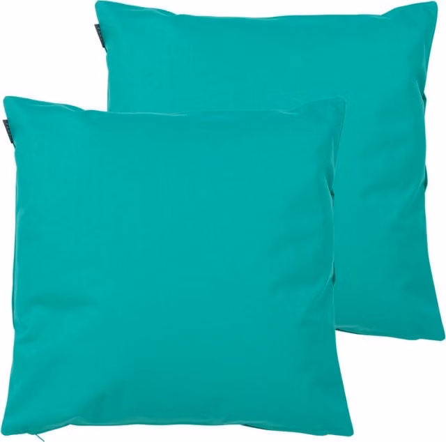ICON Set of 2 Square Indoor and Outdoor Green Cushions with Hollow Fibre Filling