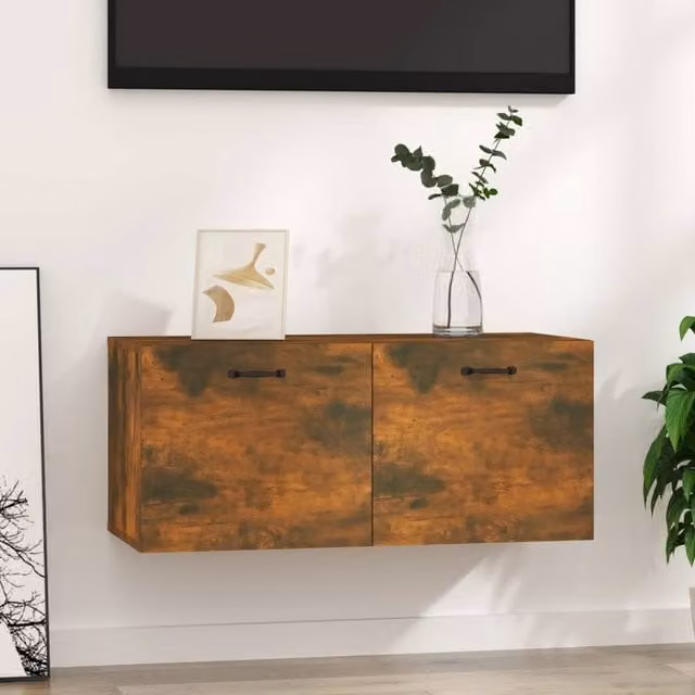 Berkfield Home Wall Cabinet in Smoked Oak Brown, W: 80 cm, D: 36 cm, H: 36.5 cm