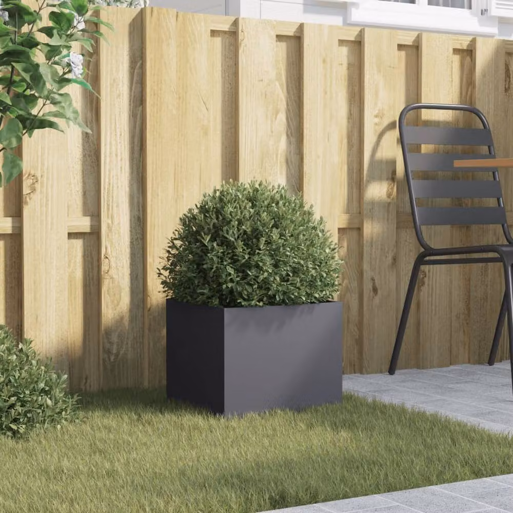 Berkfield Home Anthracite Steel Planter Tub in Black, W/D/H: 32 x 30 x 29 cm – 3
