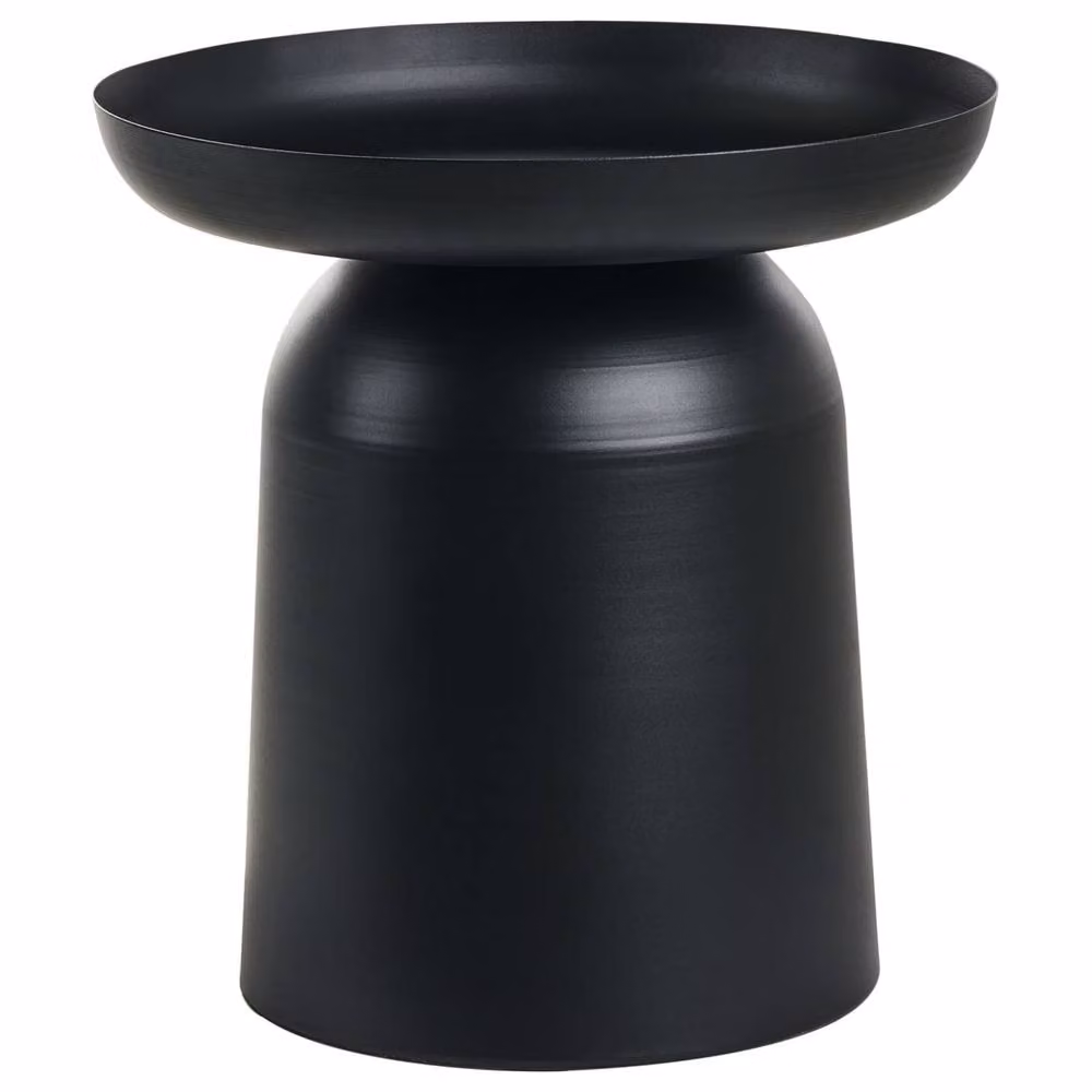 Wyld and Coco Geometric Black Matt Metal Round Side Table – 2
