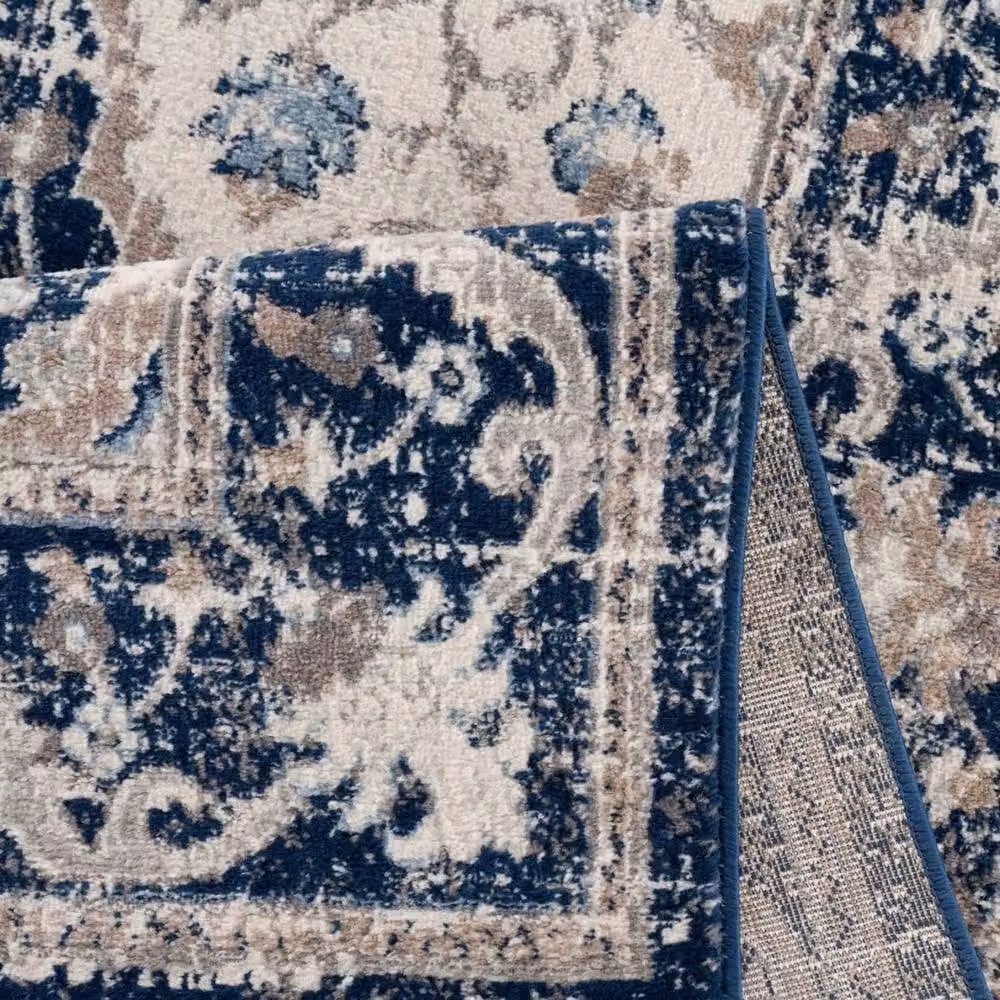 THE RUGS Montana Medallion Navy and Cream Living Room Area Rug in Blue, W: 240 cm, D: 340 cm – 3