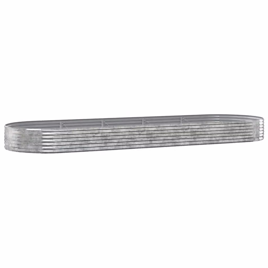 Berkfield Home Garden Powder-coated Steel Raised Bed in Silver, W: 450 cm, D: 140 cm, H: 36 cm – 2