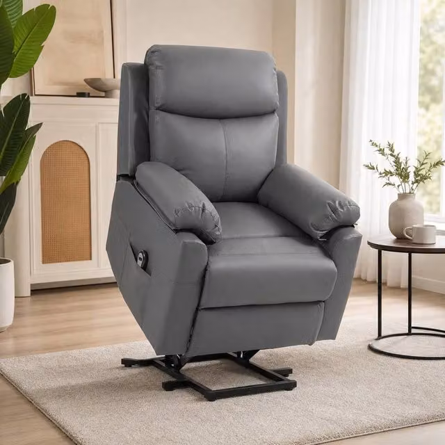 STILVORA Electric Riser Recliner Chair with Grey Faux Leather Upholstery