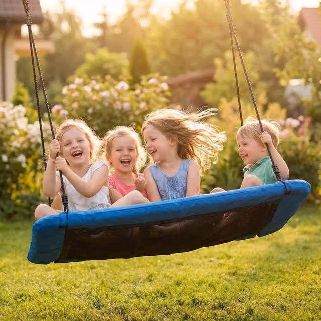 AIYAPLAY Nest Swing with Adjustable Height for Kids, Blue