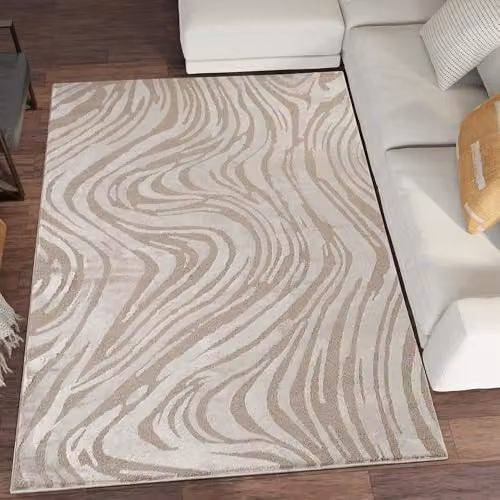 Desire Rugs Modern Rectangular Area Rug in Brown and Beige, W: 200 cm, D: 290 cm
