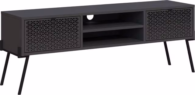 Decortie Naive TV Stand with Abstract UV Pattern in Anthracite Grey, W: 143 cm, D: 51 cm, H: 51 cm