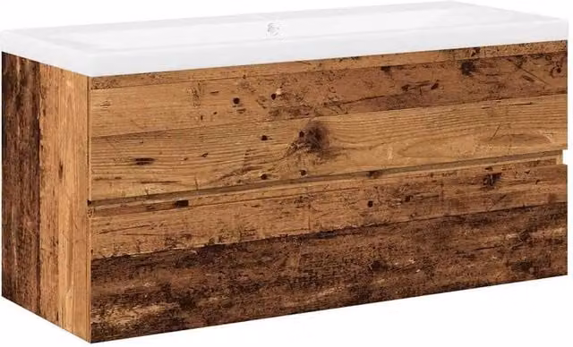 Berkfield Home Sink Cabinet with Built-in Basin in Old Wood Brown, W: 101 cm, D: 39.5 cm, H: 49 cm