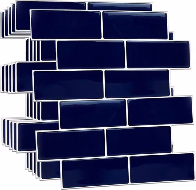 Walplus Glossy 3D Kitchen Tile Stickers in Blue