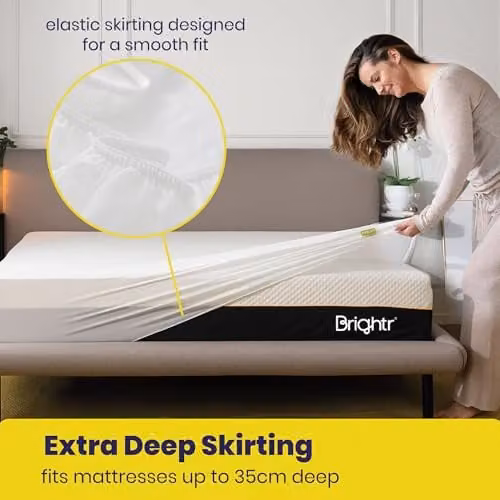 Brightr Waterproof Mattress Protector, White, W/D/H: 120 x 190 x 35 cm – 3