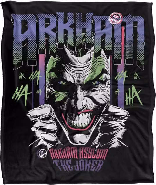 LOGOVISION Batman Joker Arkham Haha Super Soft Silky Touch Fleece Throw Blanket, Multicolour, W: 152.4 cm x D: 127 cm – 6