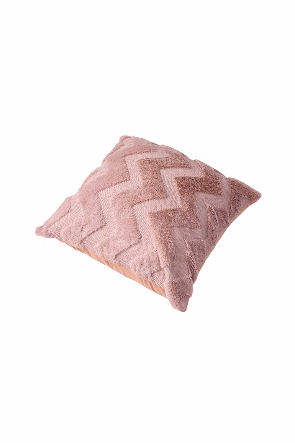 Living and Home 3D Chevron Fuzzy Square Plush Throw Pillow in Pink, W/D/H: 45 x 45 x 45 cm – 2
