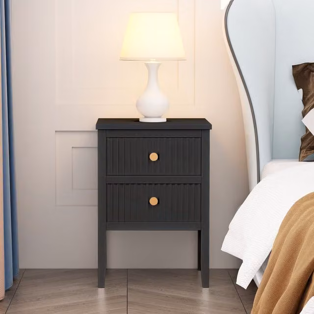 Cabinet Bits Bellaria 2 Drawer Bedside Table in Black