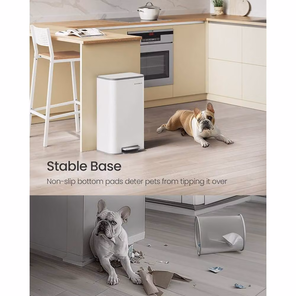 The Bazaarist Soft Close Kitchen Pedal Waste Bin with Removable Inner Bucket, White – 3