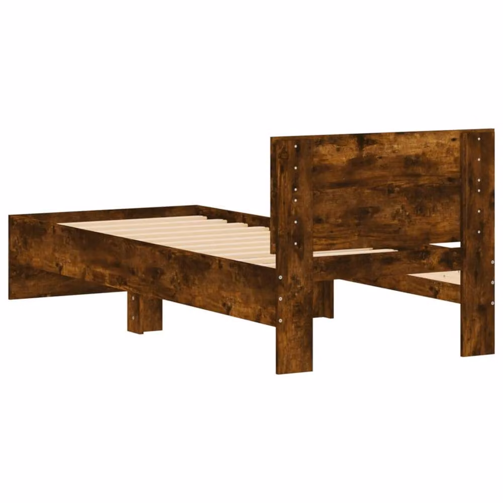 Berkfield Home Durable Bed Frame with Headboard in Smoked Oak Brown, W/D/H: 80 x 190 x 70 cm – 5