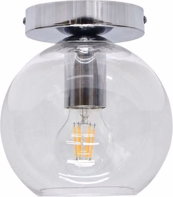 First Choice Lighting Barnum Chrome Ceiling Light Fitting with Transparent Glass Sphere – 1