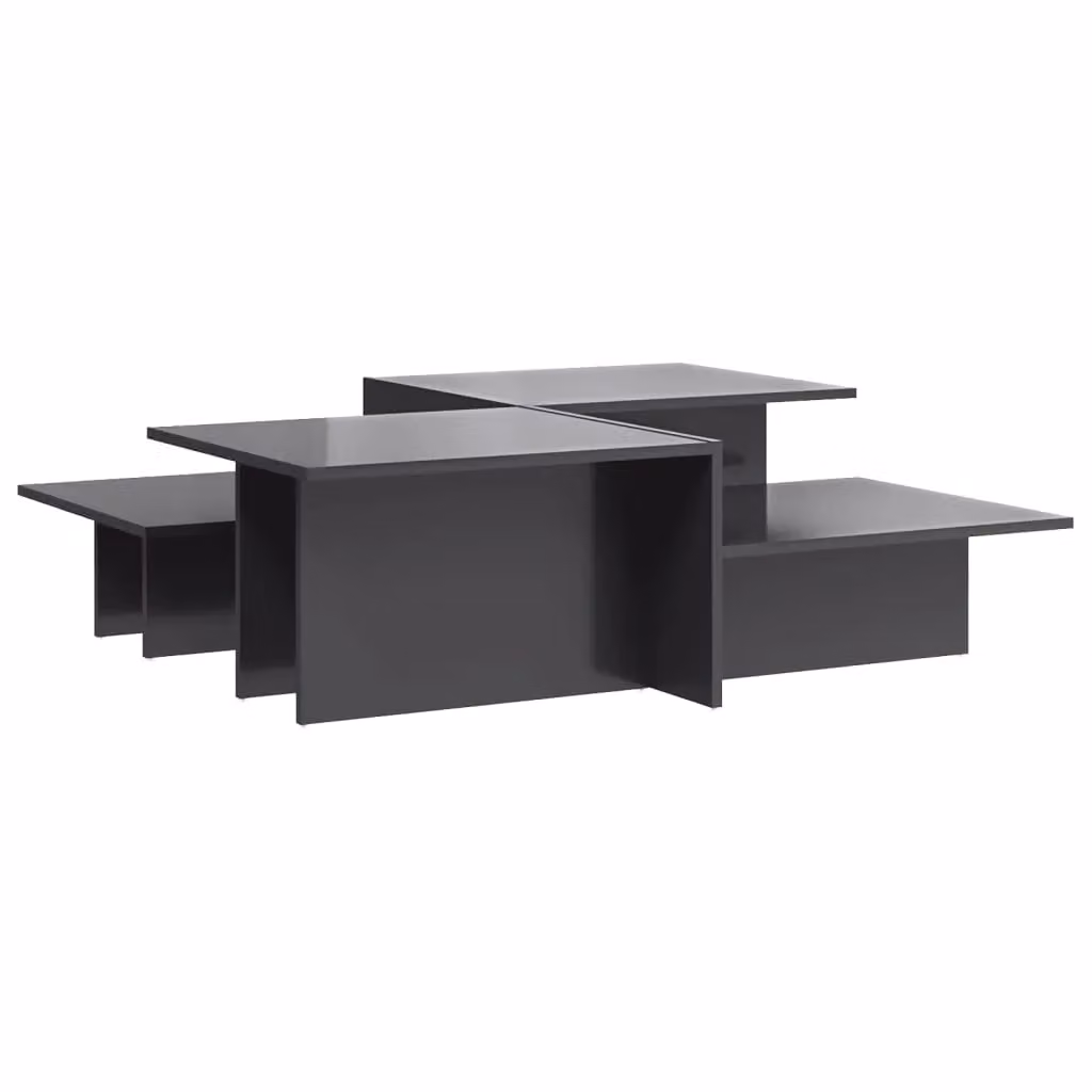 Berkfield Home Set of 2 Modern Grey High Gloss Coffee Tables with Nested Tops – 2