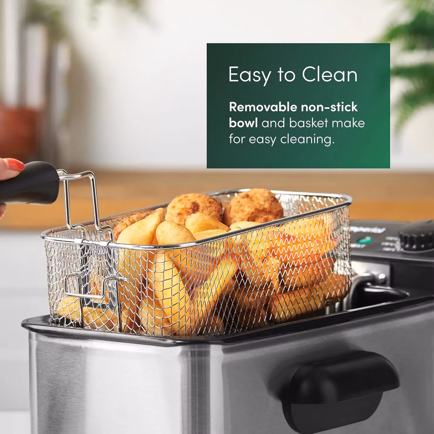 Emperial 2000W Deep Fat Fryer in Silver with Stainless Steel Basket, 3L – 5