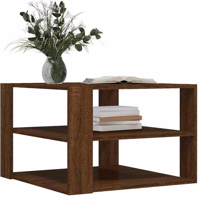 Berkfield Home Modern Square Coffee Table in Brown Oak, W/D/H: 59.5 x 59.5 x 40 cm – 1