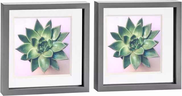 Nicola Spring Pack of 2 Square 3D Box Photo Frames in Grey and White, W/D/H: 25.4 x 25.4 x 25.4 cm