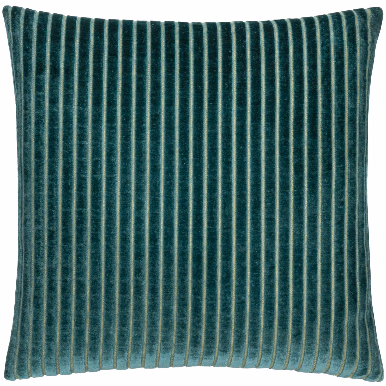 Paoletti Savoy Stripe Velvet Cushion in Petrol Blue, W/D/H: 50 x 50 x 50 cm – 2