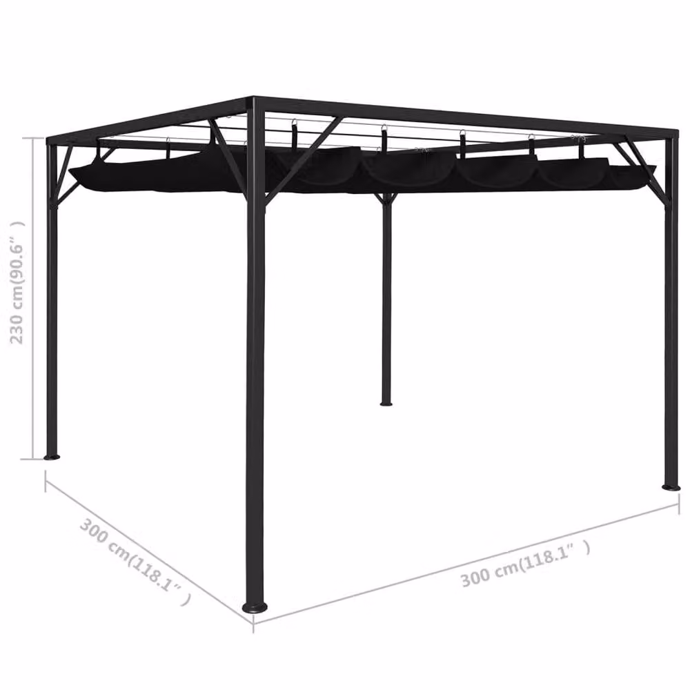 Berkfield Home Garden Gazebo with Retractable Roof Canopy, Anthracite and Black, W: 300 cm, D: 300 cm, H: 230 cm – 2