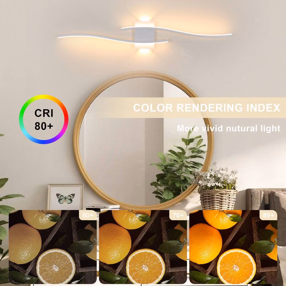 Pheashine White Wave Shaped LED Wall Sconce, 27W 3000K Warm White, W: 89 cm, H: 14 cm, D: 5.5 cm – 3