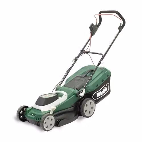 Webb Supreme WEER40RR Electric Rotary Lawnmower with Rear Roller, 1800W Motor, 40cm Cutting Width and 45L Collection Bag