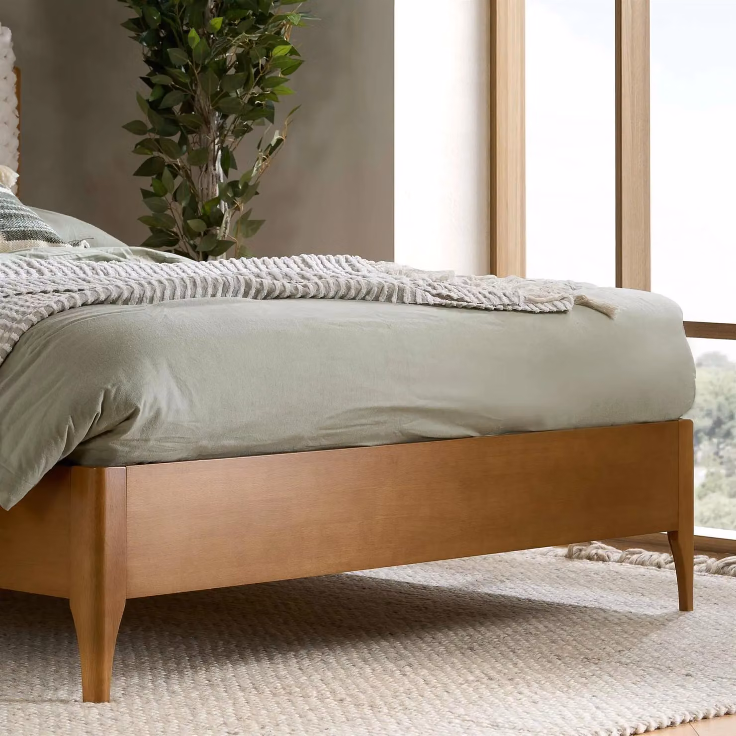 Birlea Hatti White Fabric and Oak Solid Wood Bed Frame, 140 x 200 cm – 2